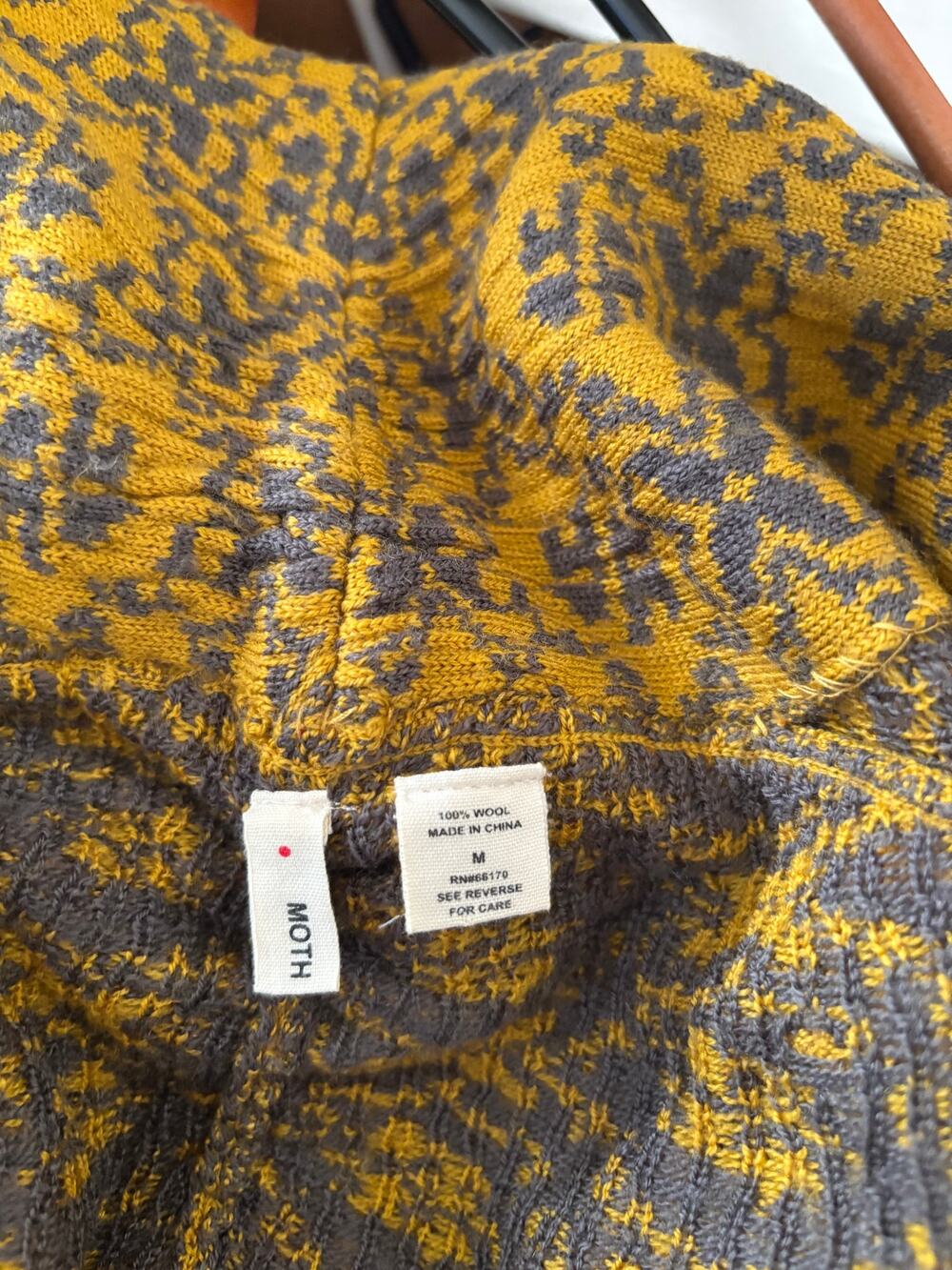 Anthropologie Moth Wool Wrap Cardigan Sweater Women’s Medium Mustard Gray